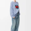 Maglione in misto lana e mohair Blu/Bianco Maglione in misto lana e mohair Blu/Bianco