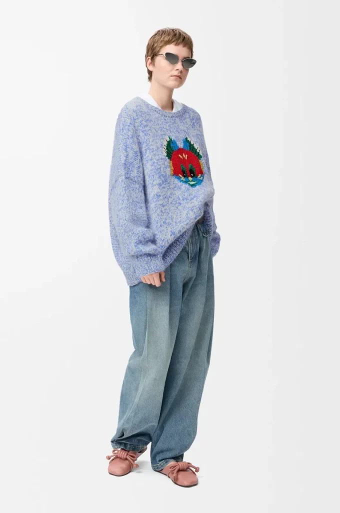 Maglione in misto lana e mohair Blu/Bianco Maglione in misto lana e mohair Blu/Bianco
