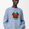 Maglione in misto lana e mohair Blu/Bianco Maglione in misto lana e mohair Blu/Bianco