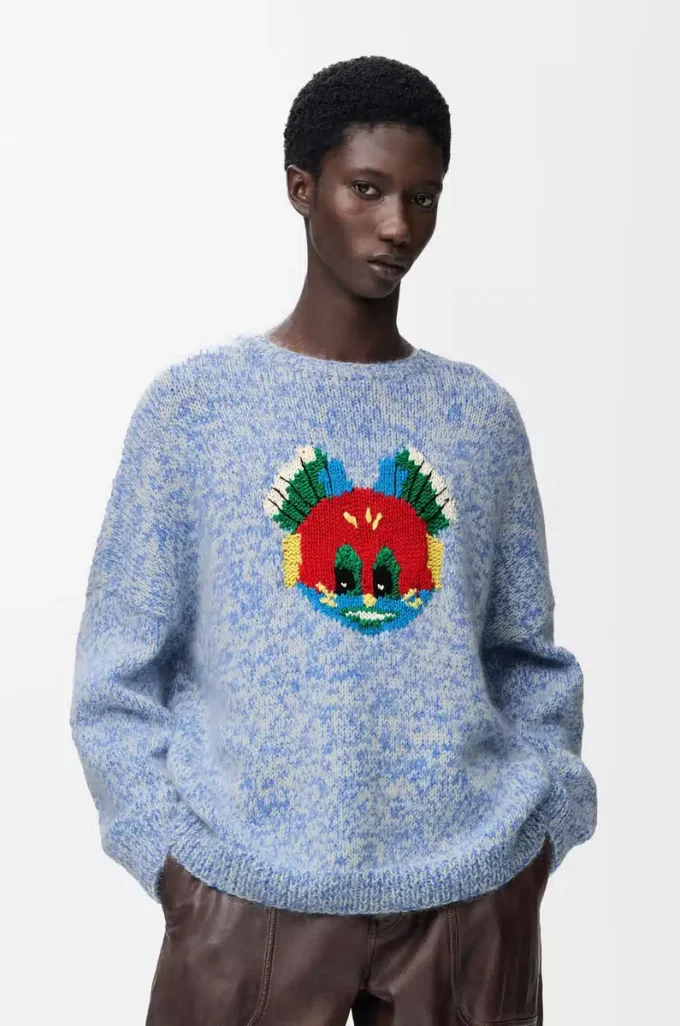 Maglione in misto lana e mohair Blu/Bianco Maglione in misto lana e mohair Blu/Bianco