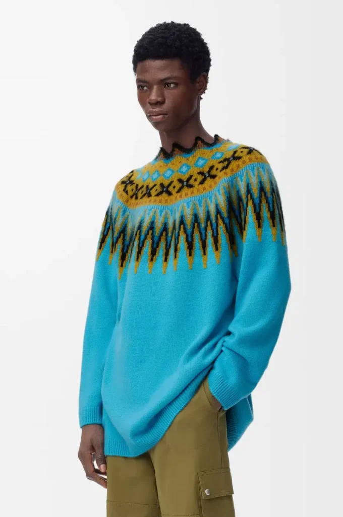 Maglione in misto lana e mohair Blu/Multicolore