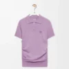 Maglione polo a maniche corte in cashmere e seta Lilla