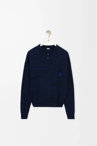 Maglione polo in lana blu navy/nero Maglione polo in lana blu navy/nero
