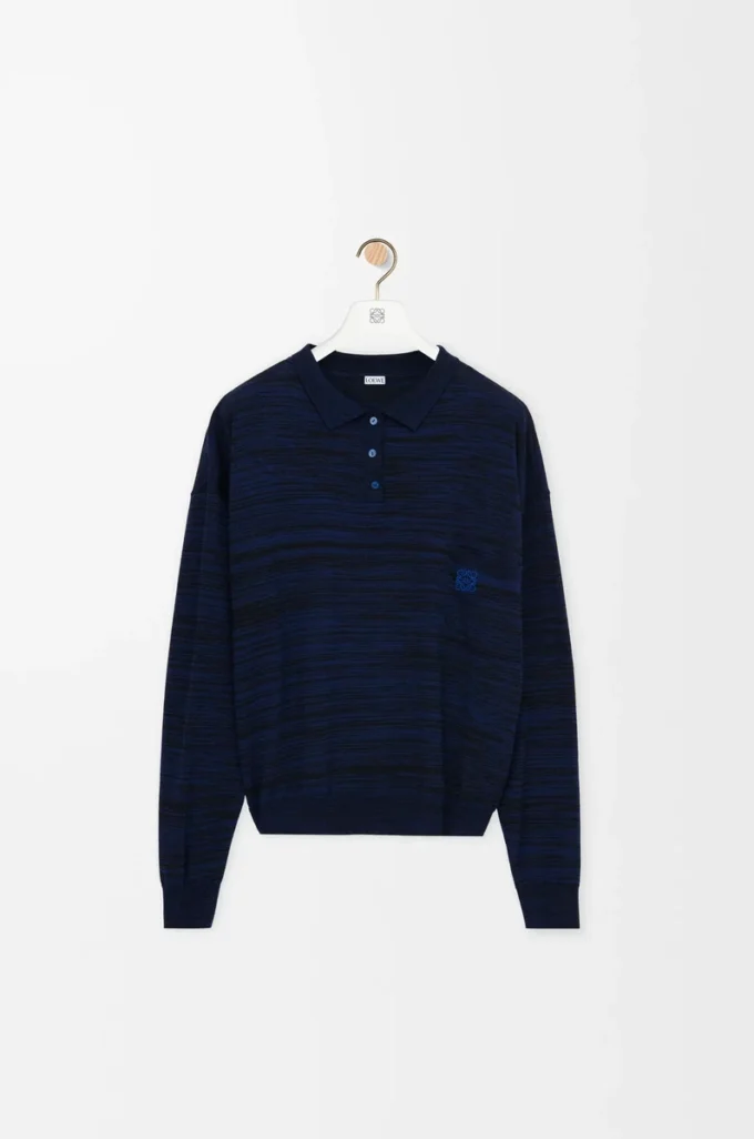Maglione polo in lana blu navy/nero Maglione polo in lana blu navy/nero