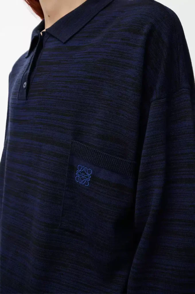 Maglione polo in lana blu navy/nero Maglione polo in lana blu navy/nero