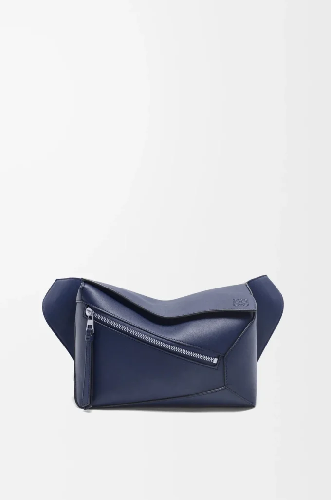 Marsupio Small Puzzle Edge in pelle di vitello classica blu abisso Marsupio Small Puzzle Edge in pelle di vitello classica blu abisso