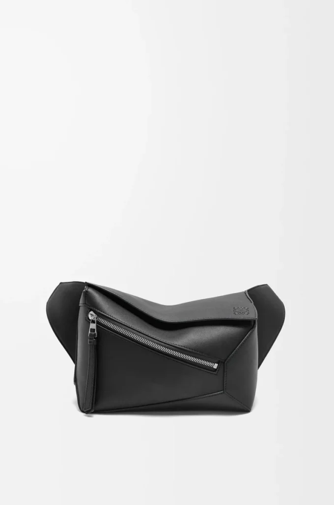 Marsupio Small Puzzle Edge in pelle di vitello classica nera