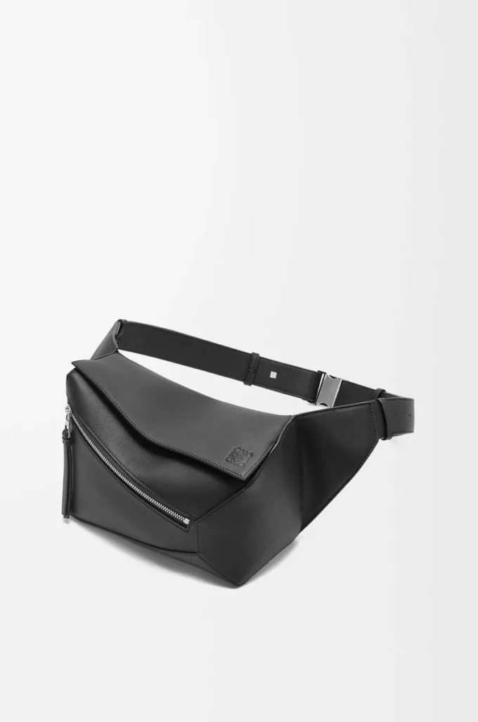 Marsupio Small Puzzle Edge in pelle di vitello classica nera