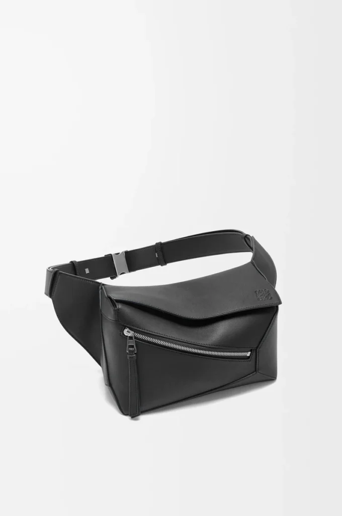 Marsupio Small Puzzle Edge in pelle di vitello classica nera