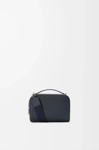 Mini borsa a tracolla per fotocamera in morbida pelle di vitello martellata Deep Navy