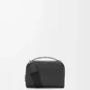 Mini borsa a tracolla per fotocamera in morbida pelle di vitello martellata Nero