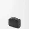 Mini borsa a tracolla per fotocamera in morbida pelle di vitello martellata Nero