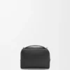 Mini borsa a tracolla per fotocamera in morbida pelle di vitello martellata Nero