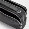 Mini borsa a tracolla per fotocamera in morbida pelle di vitello martellata Nero