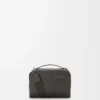 Mini borsa a tracolla per fotocamera in pelle di vitello satinata grigio scuro Mini borsa a tracolla per fotocamera in pelle di vitello satinata grigio scuro