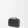Mini borsa a tracolla per fotocamera in pelle di vitello satinata nera Mini borsa a tracolla per fotocamera in pelle di vitello satinata nera