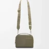 Mini borsa a tracolla per fotocamera in pelle di vitello satinata verde kaki Mini borsa a tracolla per fotocamera in pelle di vitello satinata verde kaki