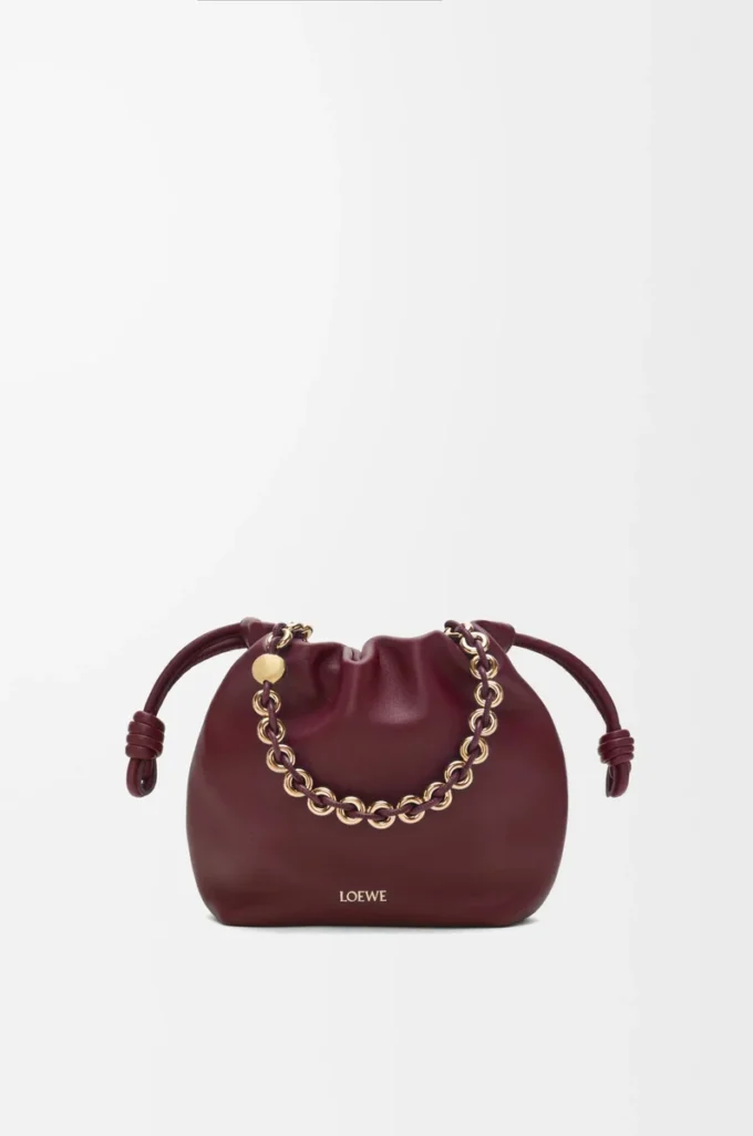 Mini borsa Flamenco in morbida pelle di agnello nappa Dark Burgundy Mini borsa Flamenco in morbida pelle di agnello nappa Dark Burgundy