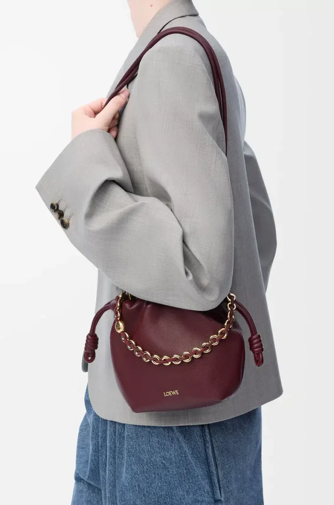 Mini borsa Flamenco in morbida pelle di agnello nappa Dark Burgundy Mini borsa Flamenco in morbida pelle di agnello nappa Dark Burgundy