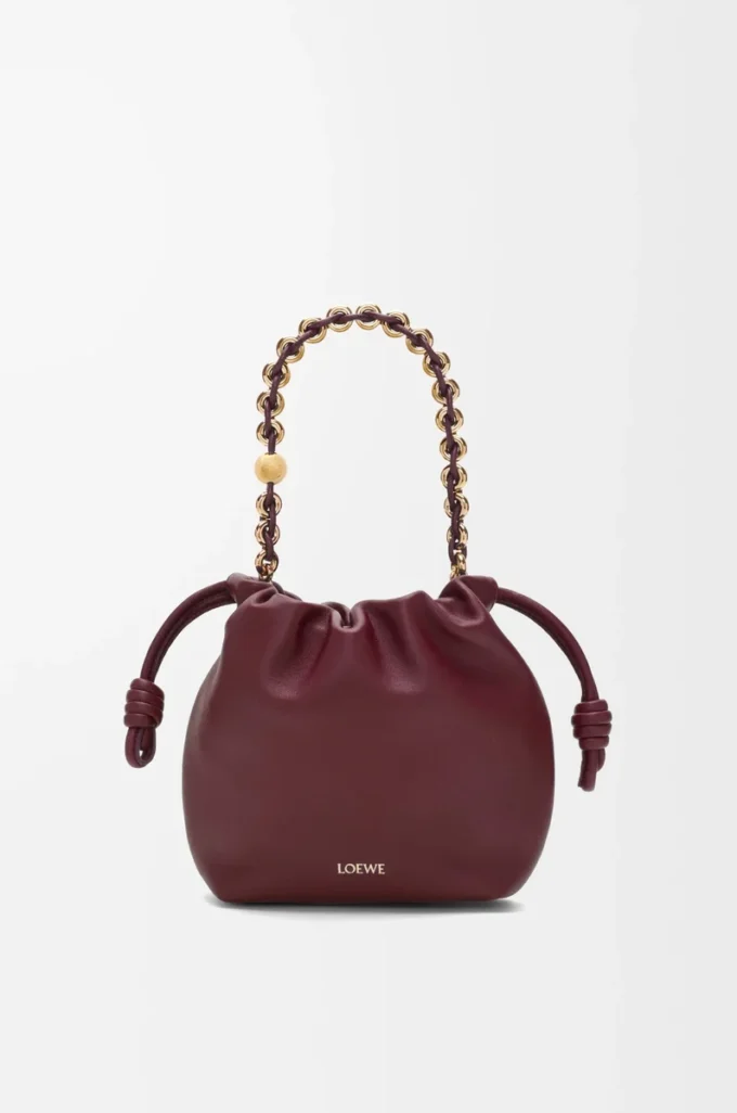 Mini borsa Flamenco in morbida pelle di agnello nappa Dark Burgundy Mini borsa Flamenco in morbida pelle di agnello nappa Dark Burgundy
