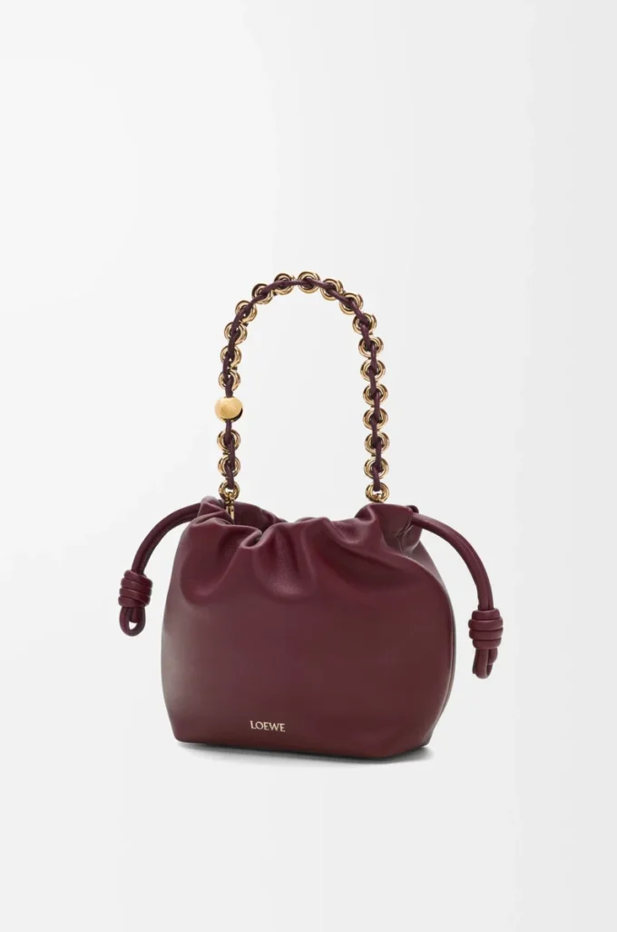 Mini borsa Flamenco in morbida pelle di agnello nappa Dark Burgundy Mini borsa Flamenco in morbida pelle di agnello nappa Dark Burgundy