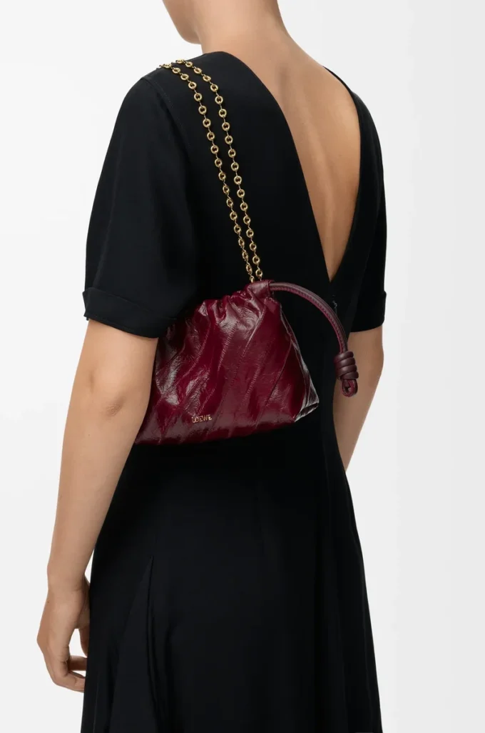 Mini borsa Flamenco in pelle di anguilla bordeaux