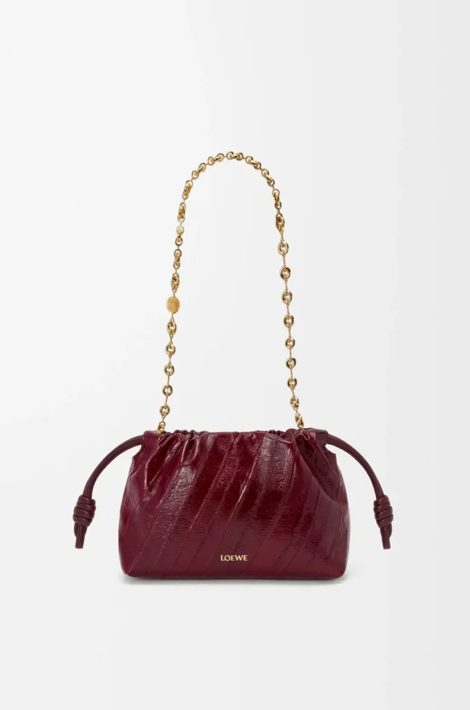 Mini borsa Flamenco in pelle di anguilla bordeaux