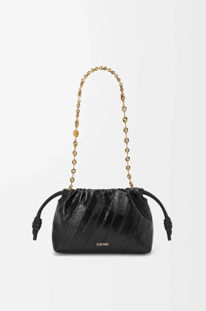 Mini borsa Flamenco in pelle di anguilla Nero