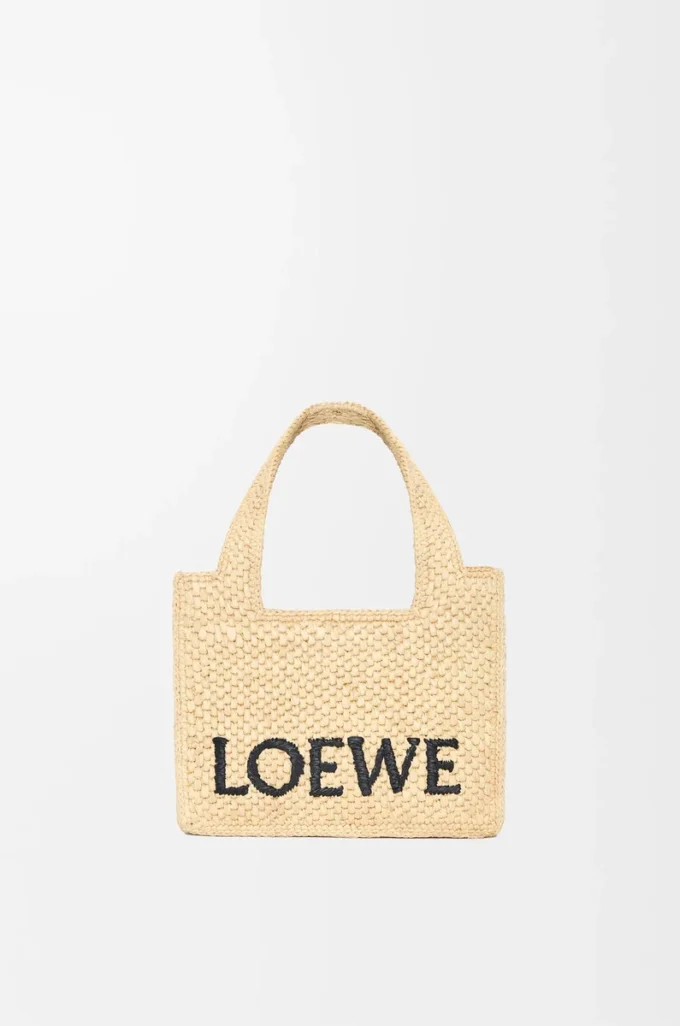 Mini borsa LOEWE Font in rafia naturale