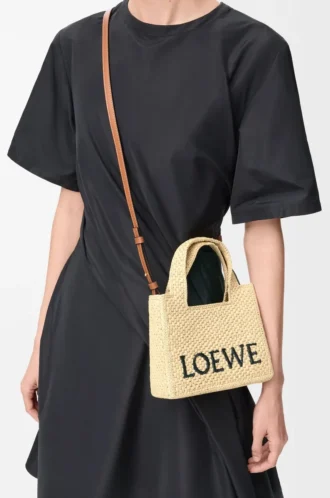 Mini borsa LOEWE Font in rafia naturale Mini borsa LOEWE Font in rafia naturale