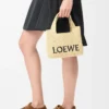Mini borsa LOEWE Font in rafia naturale