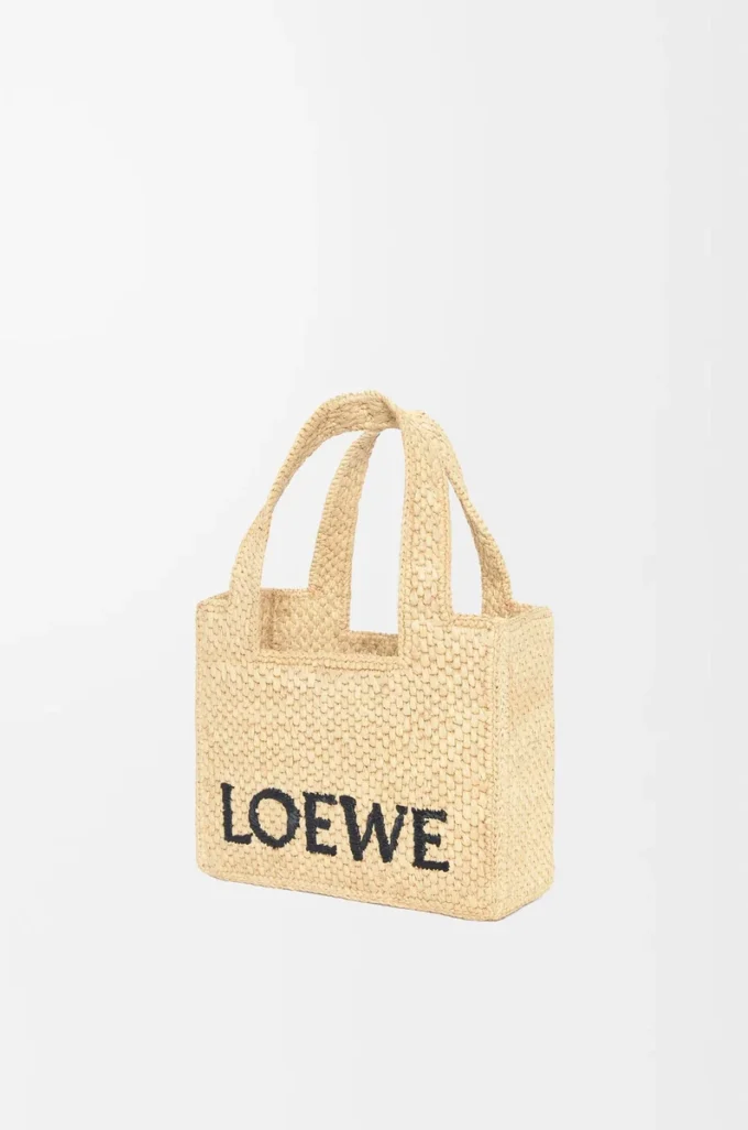 Mini borsa LOEWE Font in rafia naturale