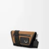 Mini Flex messenger in tela e pelle scamosciata Nero/Oro scuro