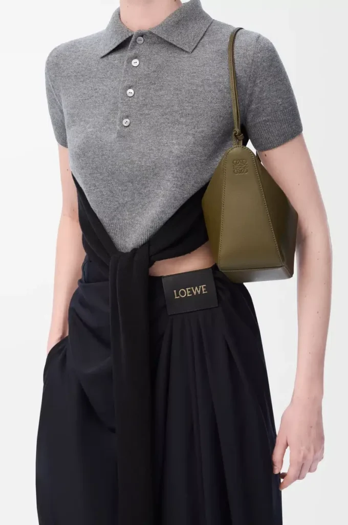 Mini Hammock hobo in pelle di vitello classica Dark Khaki