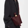 Mini Pebble a secchiello in morbida pelle di vitello Dark Burgundy