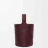 Mini Pebble a secchiello in morbida pelle di vitello Dark Burgundy