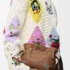 Mini pochette Flamenco Cats in pelle di vitello nappa Moka Mini pochette Flamenco Cats in pelle di vitello nappa Moka