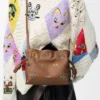 Mini pochette Flamenco Cats in pelle di vitello nappa Moka Mini pochette Flamenco Cats in pelle di vitello nappa Moka