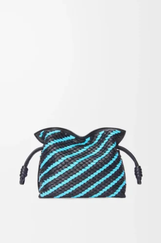 Mini pochette Flamenco in pelle di agnello nappa Dark Ink/Sky Blue