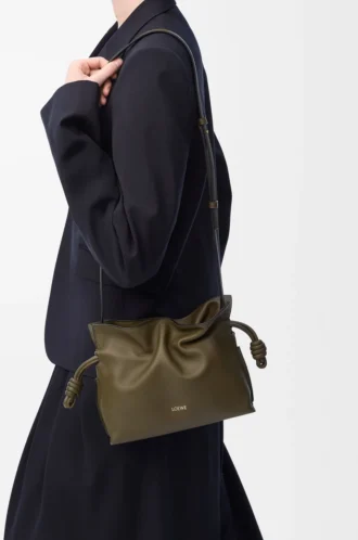 Mini pochette Flamenco in pelle di vitello nappa Dark Khaki
