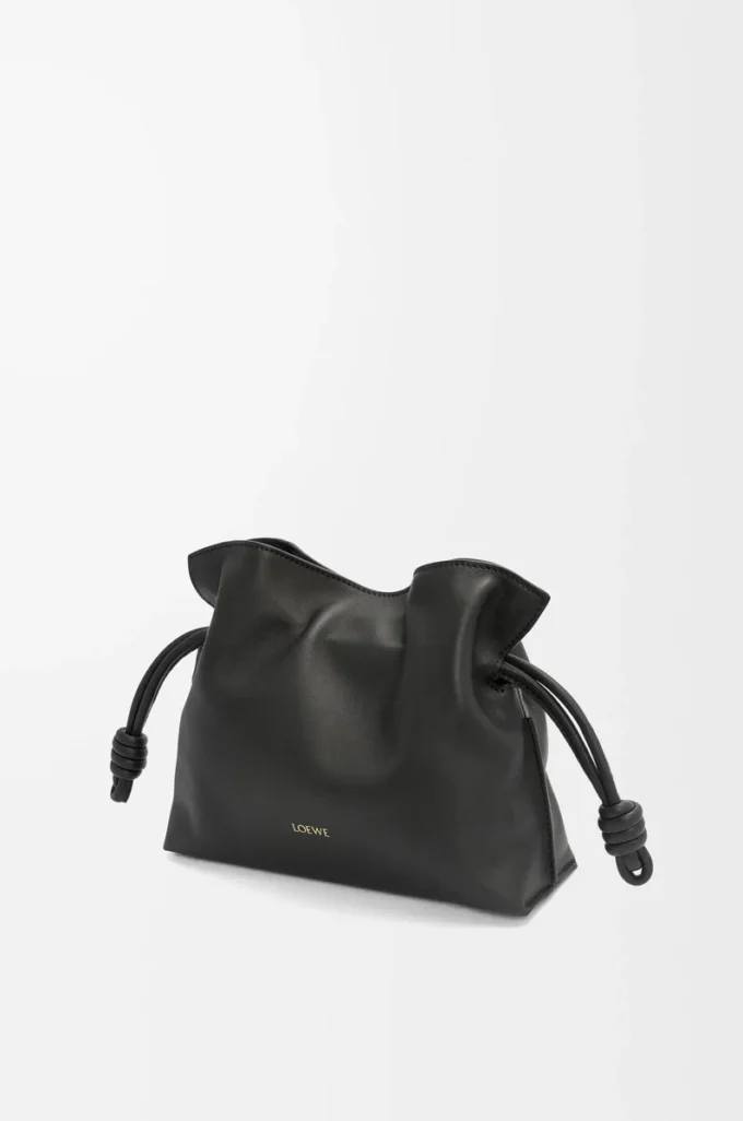 Mini pochette Flamenco in pelle di vitello nappa nera