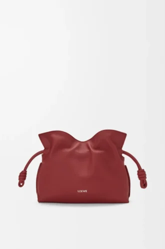 Mini pochette Flamenco in pelle di vitello nappa rosso bruciato