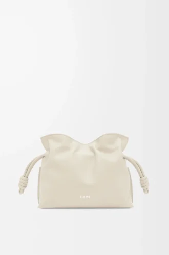 Mini pochette Flamenco in pelle di vitello nappa Sea Salt