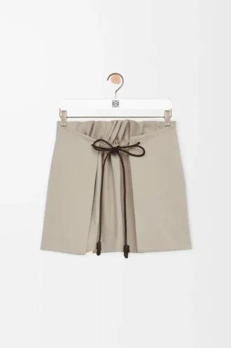 Minigonna in cotone e seta Beige chiaro