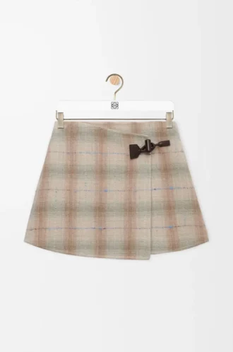 Minigonna in misto lana e cashmere Beige
