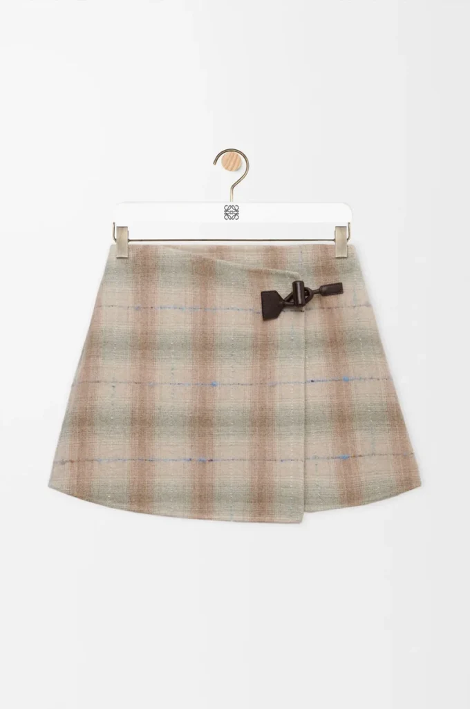 Minigonna in misto lana e cashmere Beige