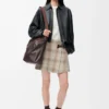 Minigonna in misto lana e cashmere Beige
