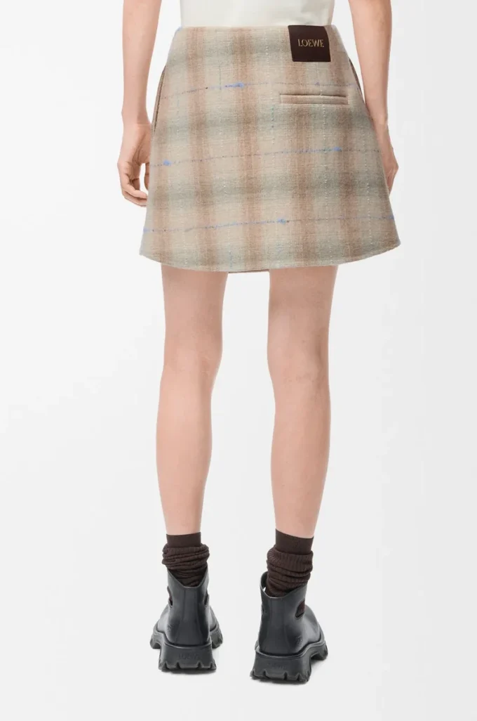 Minigonna in misto lana e cashmere Beige
