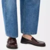 Mocassino con linguetta posteriore Campo in pelle di vitello goffrata e pelle di agnello nappa Marrone scuro/Nero Mocassino con linguetta posteriore Campo in pelle di vitello goffrata e pelle di agnello nappa Marrone scuro/Nero