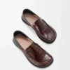 Mocassino con linguetta posteriore Campo in pelle di vitello goffrata e pelle di agnello nappa Marrone scuro/Nero Mocassino con linguetta posteriore Campo in pelle di vitello goffrata e pelle di agnello nappa Marrone scuro/Nero
